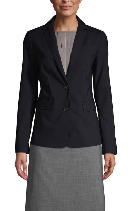 Washable Wool Two Button Traditional Blazer