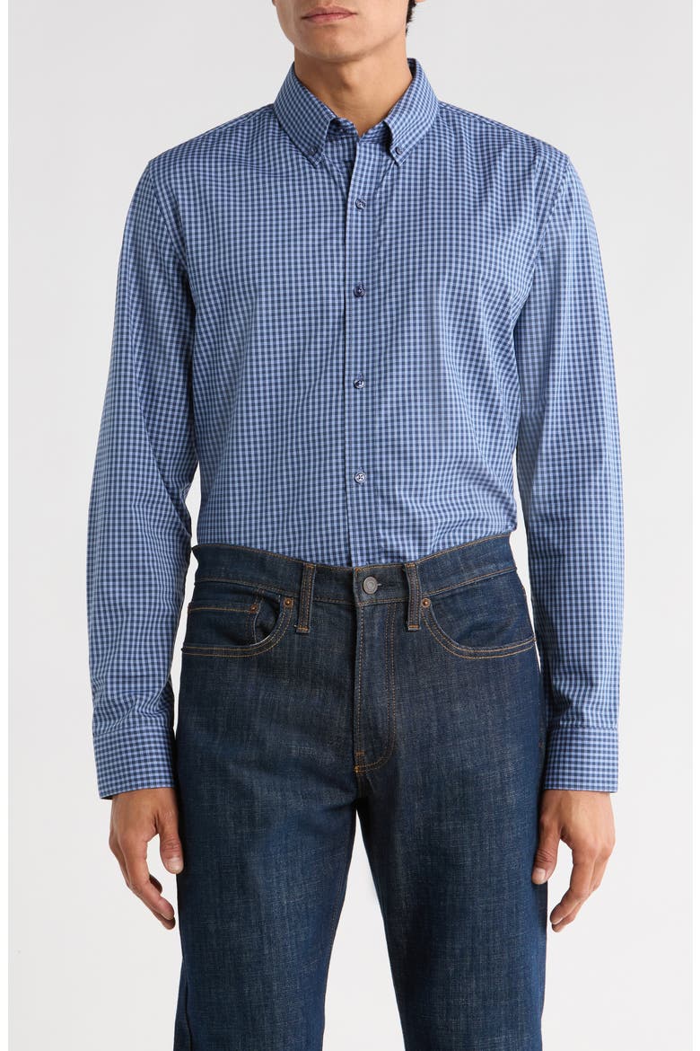 Solihull Check Slim Fit Dress Shirt, Main, color, NAVY