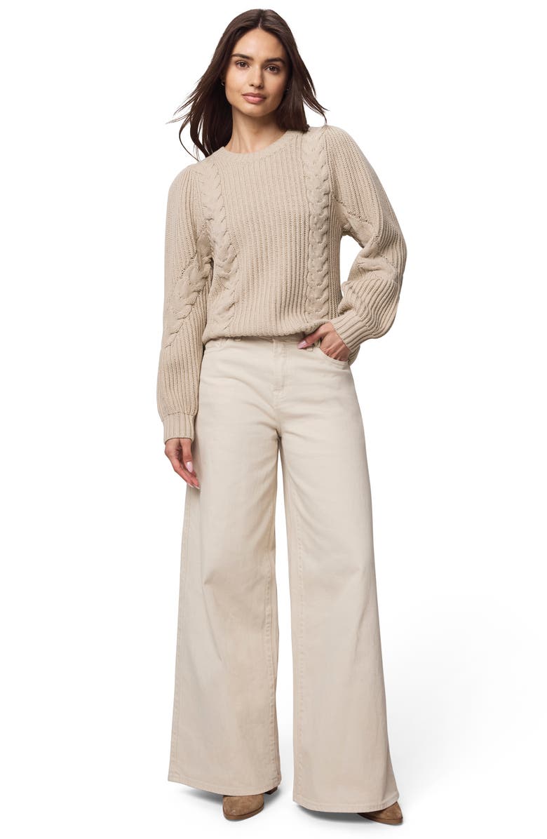 Splendid Sophie Mixed Stitch Cotton Blend Sweater, Alternate, color, Light Camel Beige