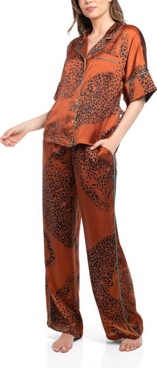 Tiger Print Satin Pajamas