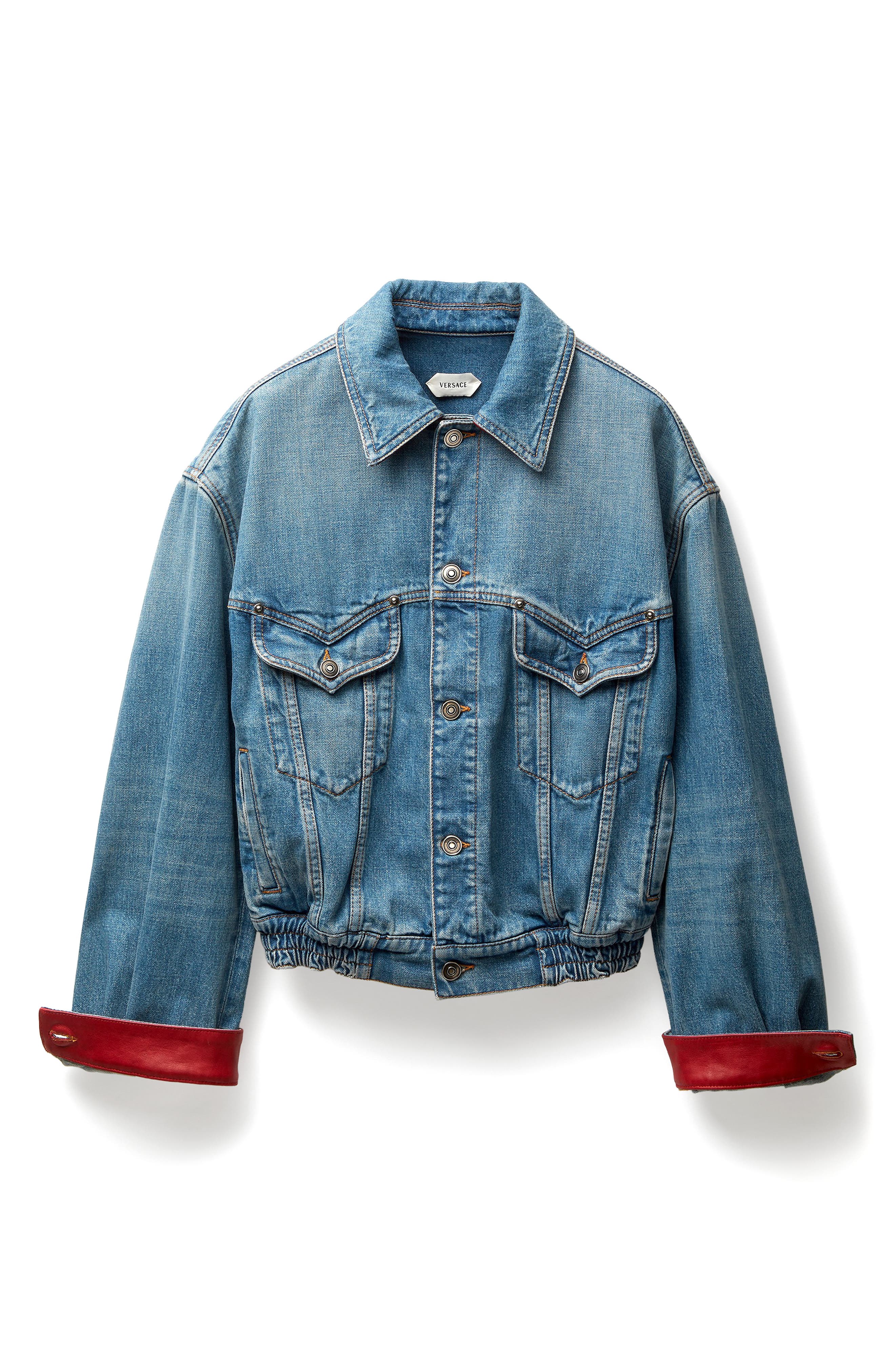 Versace Gender Inclusive Oversize Colorblock Denim & Leather