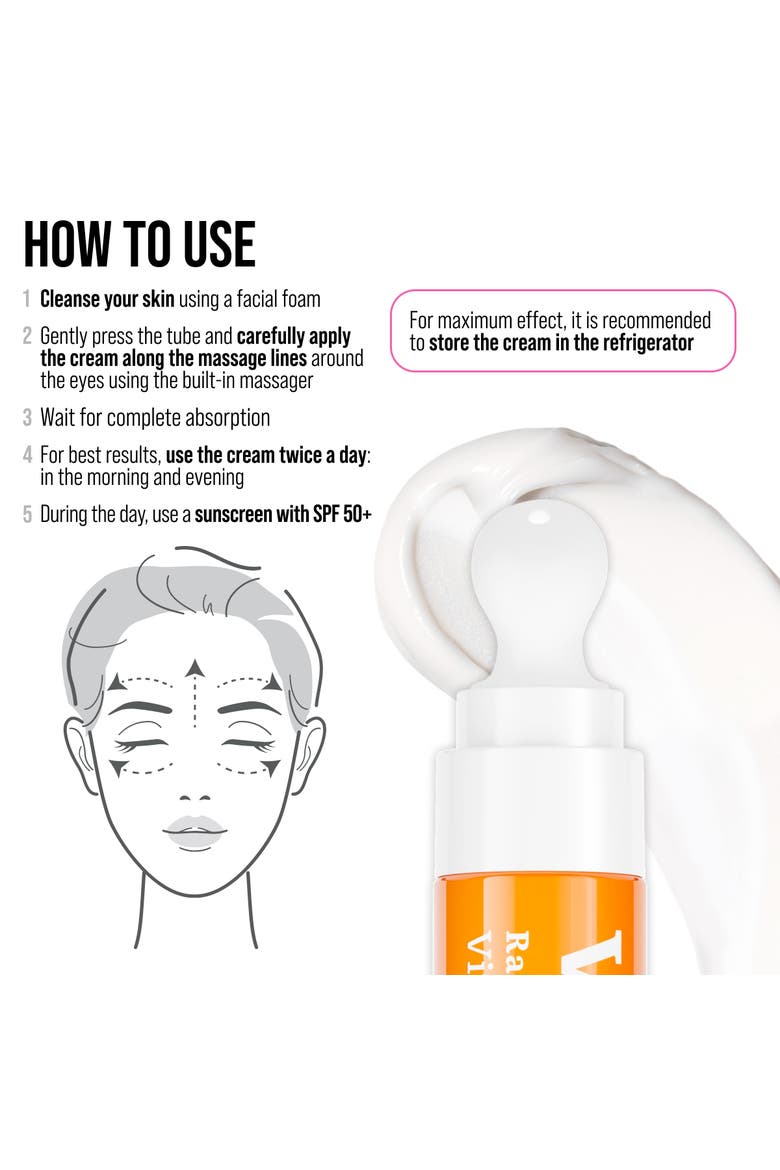 Eye Cream with Vitamin C for Brightening & Hydrating with Cooling Ceramic Applicator, Alternate, color, White