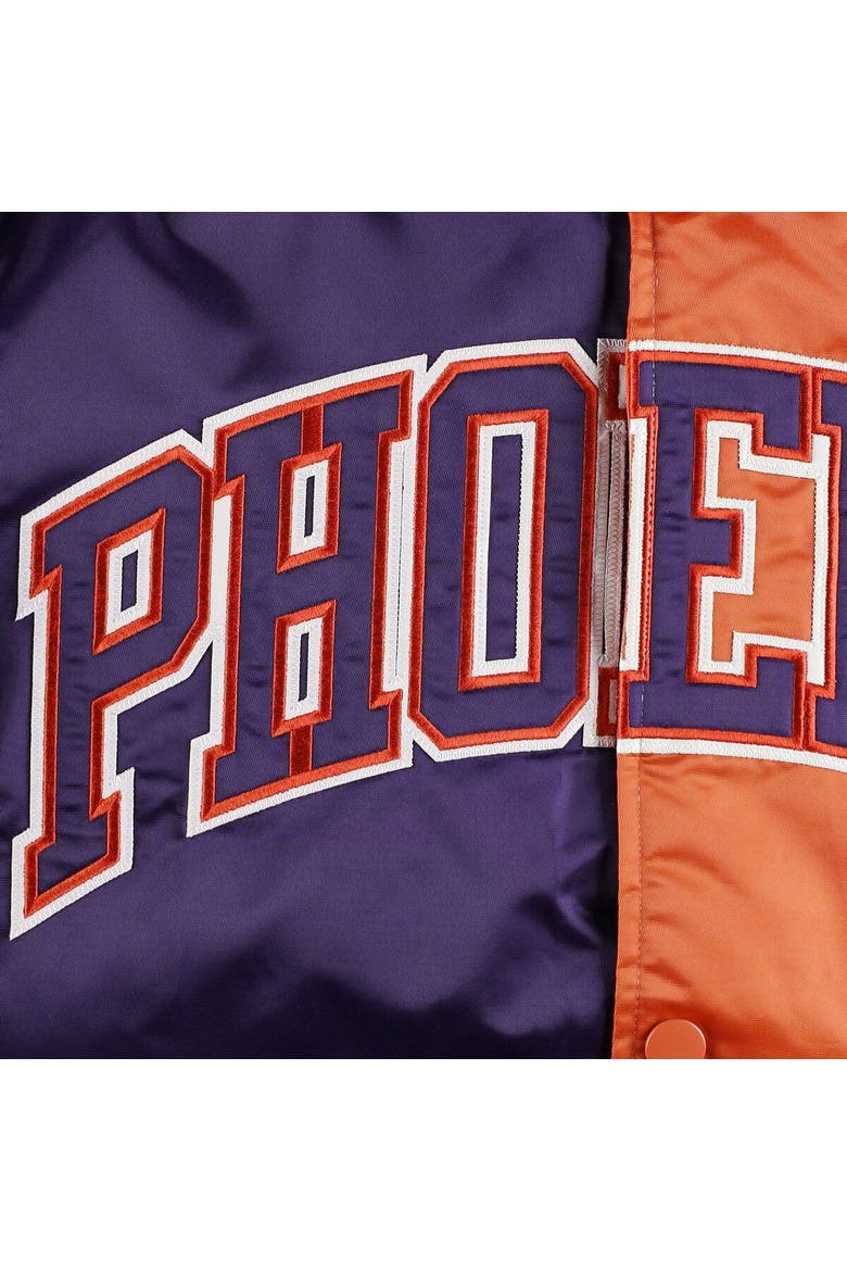 Men's Starter Purple/Orange Phoenix Suns Fast Break Satin Full-Snap Jacket, Alternate, color, Purple