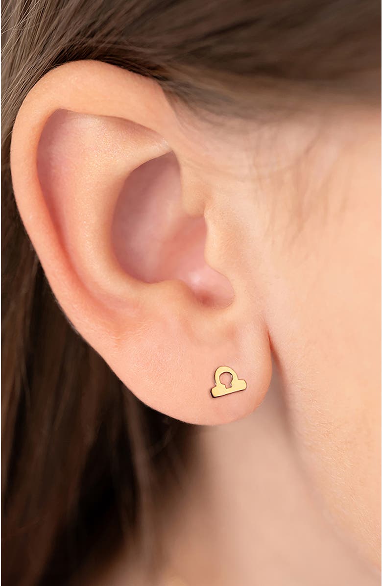 In Season Jewelry 14k Dainty Zodiac Sign Earrings, Alternate, color, 