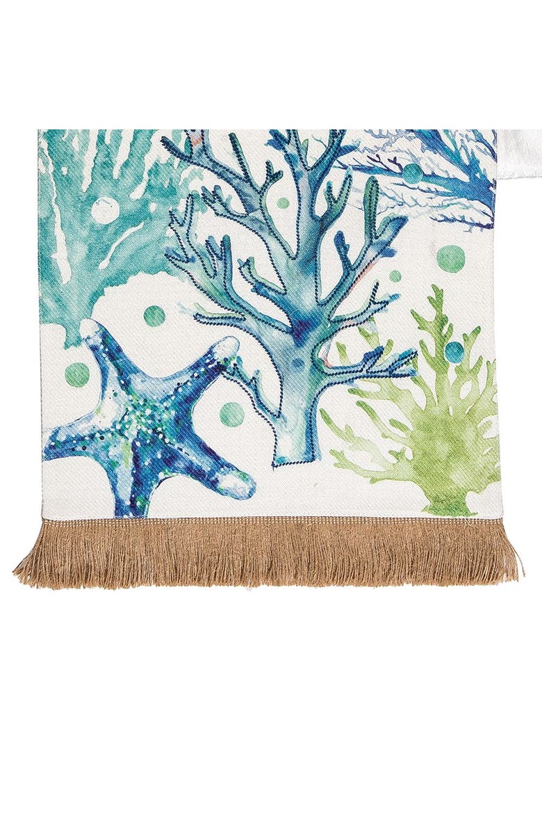 Sea Life Embroidered Dining Table Runner, Alternate, color, Blue