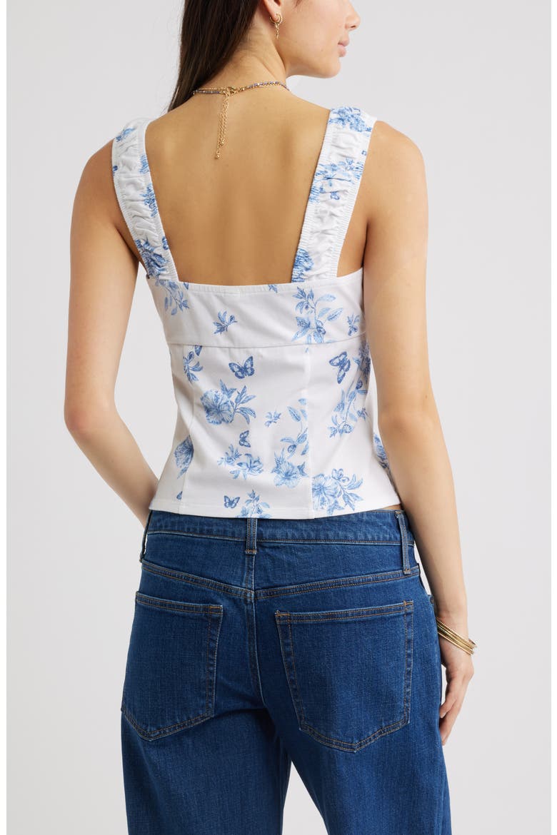 Ruched Tank Top, Alternate, color, WHITE BLUE TALIA FLORAL