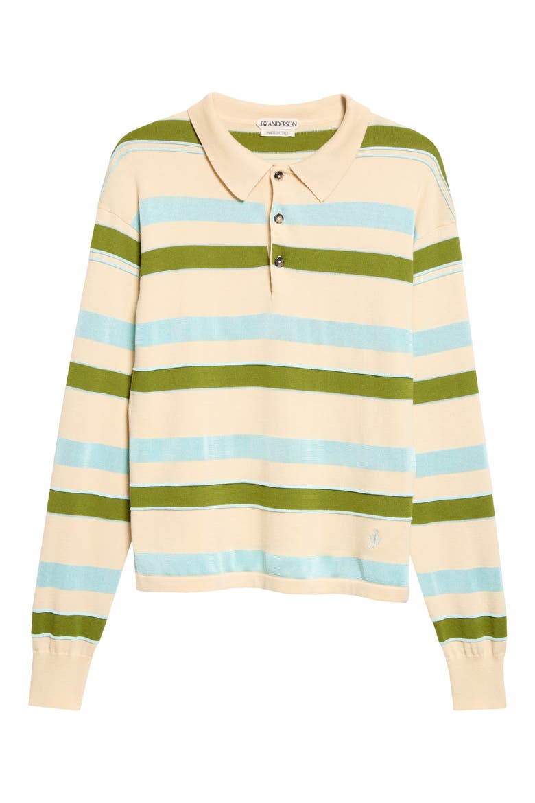 Stripe Long Sleeve Polo, Alternate, color, IVORY