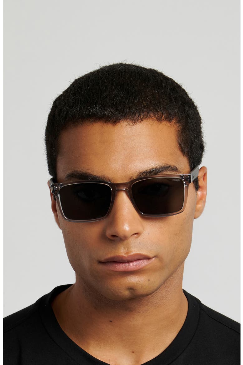 55mm Rectangular Sunglasses, Alternate, color, GREY/ GREEN