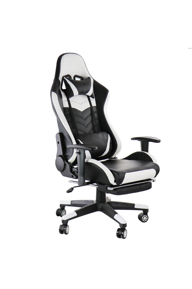 Gaming Chair in Black and White, Main, color, Black