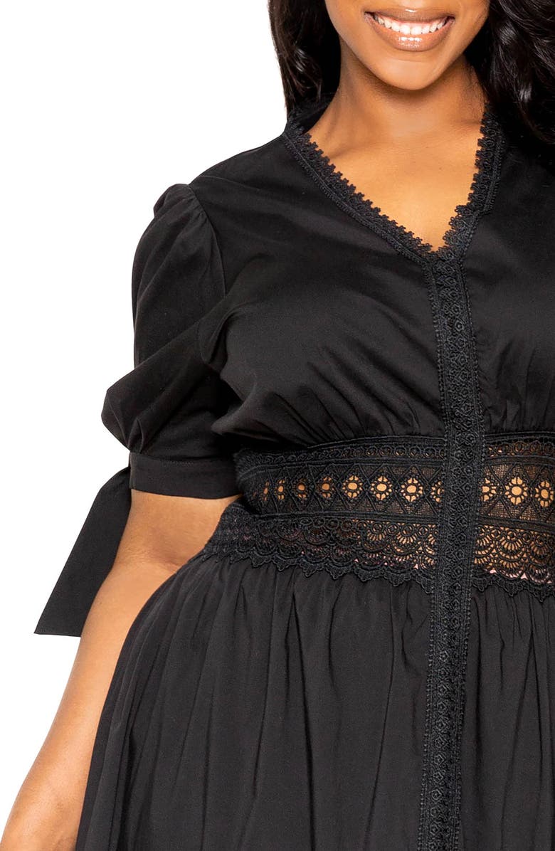 BUXOM COUTURE Eyelet Embroidered Puff Sleeve Maxi Dress, Alternate, color,