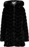 Via Spiga Grooved Faux Fur Hooded Coat