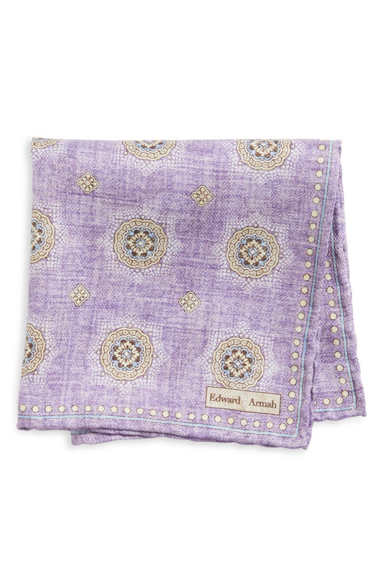EDWARD ARMAH Paisley & Medallion Reversible Silk Pocket Square, Main, color, 