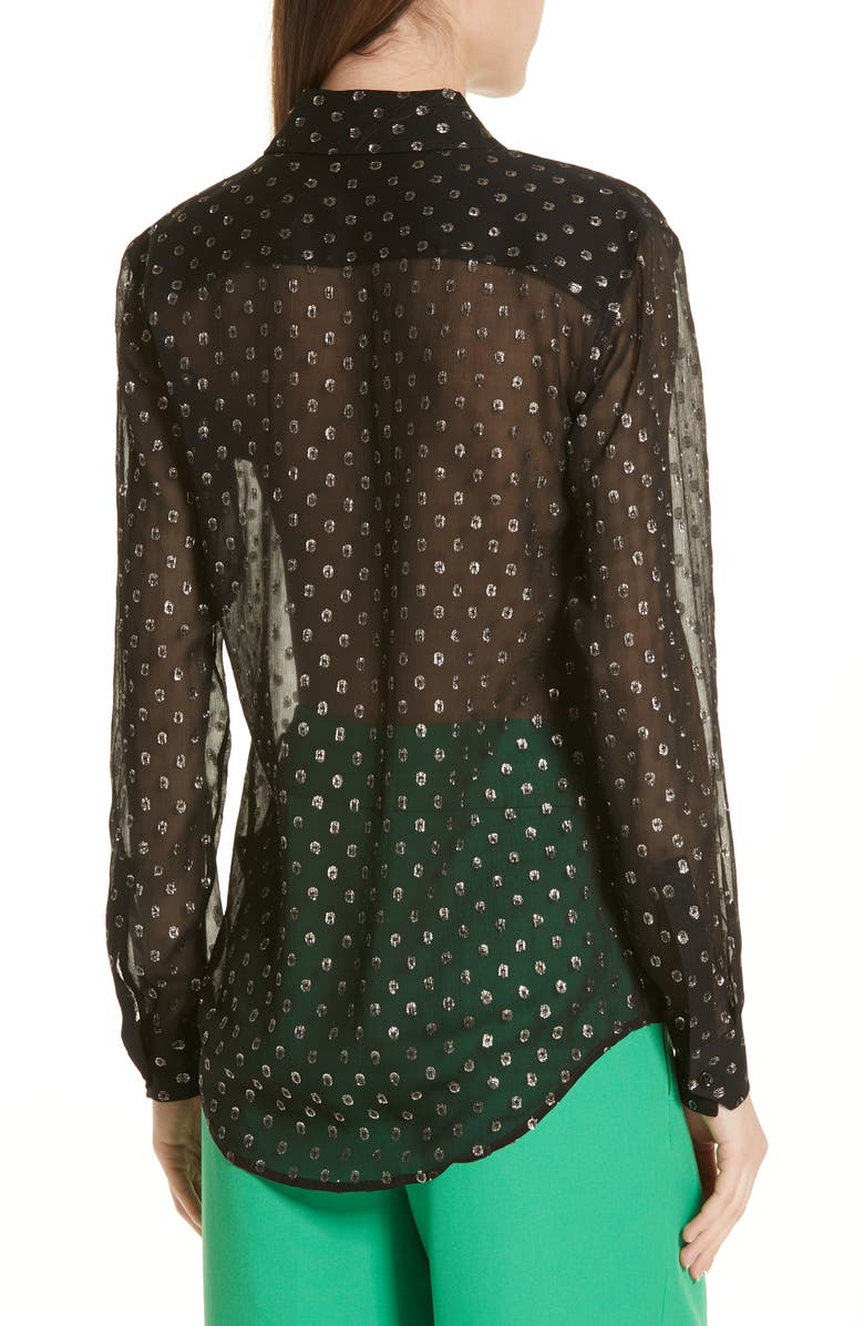 Robert Rodriguez Camille Fil Coupé Silk Blend Chiffon Shirt, Alternate, color, 