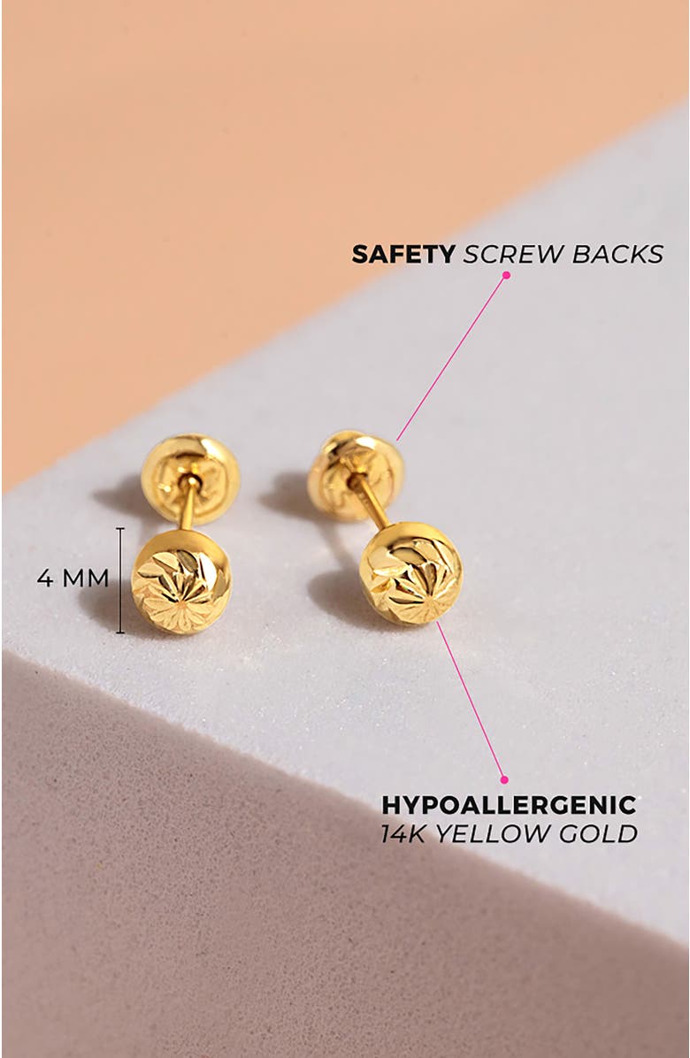 In Season Jewelry 14k Diamond Cut Ball Earrings, Alternate, color, Gold