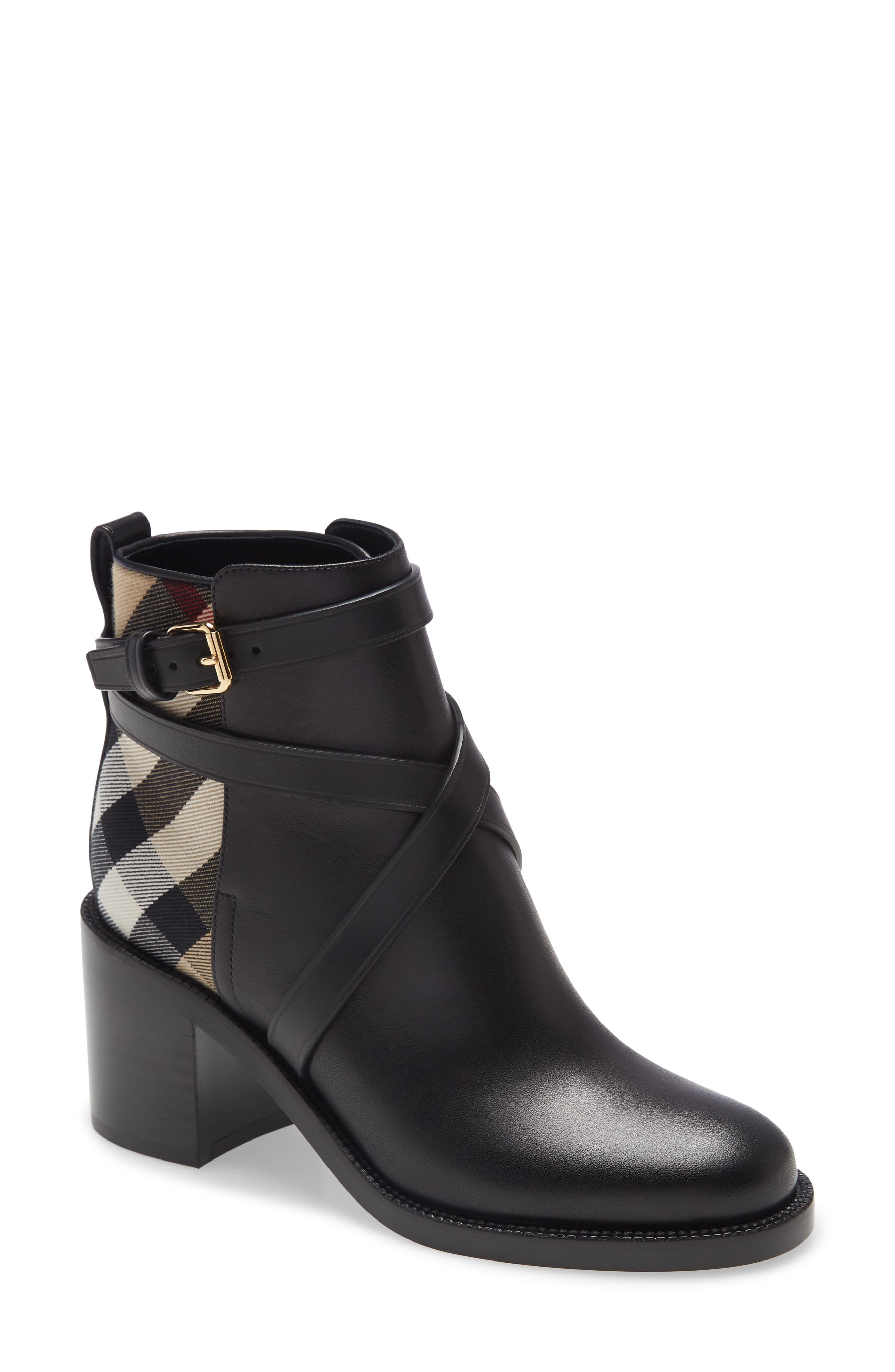 Burberry Pryle Check Block Heel Bootie, Main, color, 