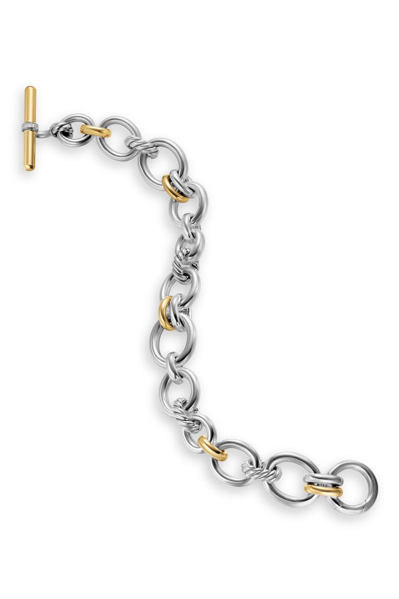 Mercer® Chain Bracelet in Sterling Silver with 18K Yellow Gold & Diamonds, 8mm, Alternate, color, DIAMOND/ TWO TONE