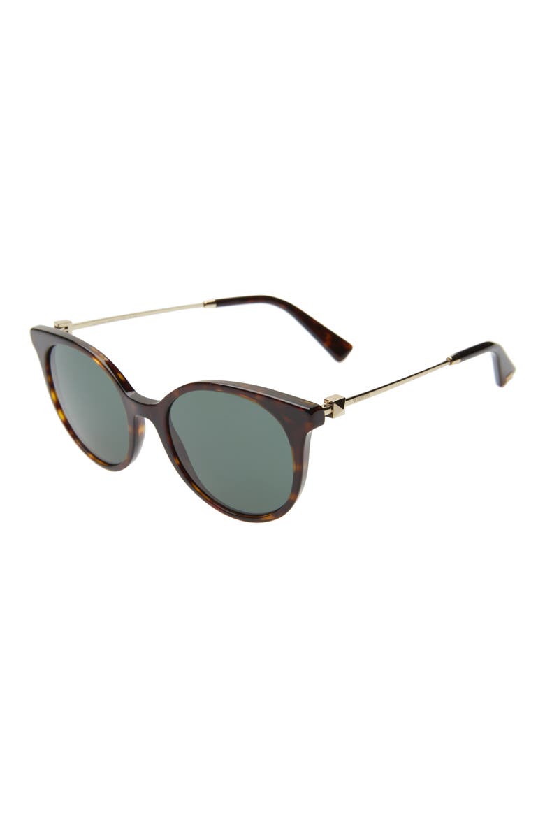 Rockstud 53mm Gradient Cat Eye Sunglasses, Alternate, color, HAVANA/ GREEN SOLID
