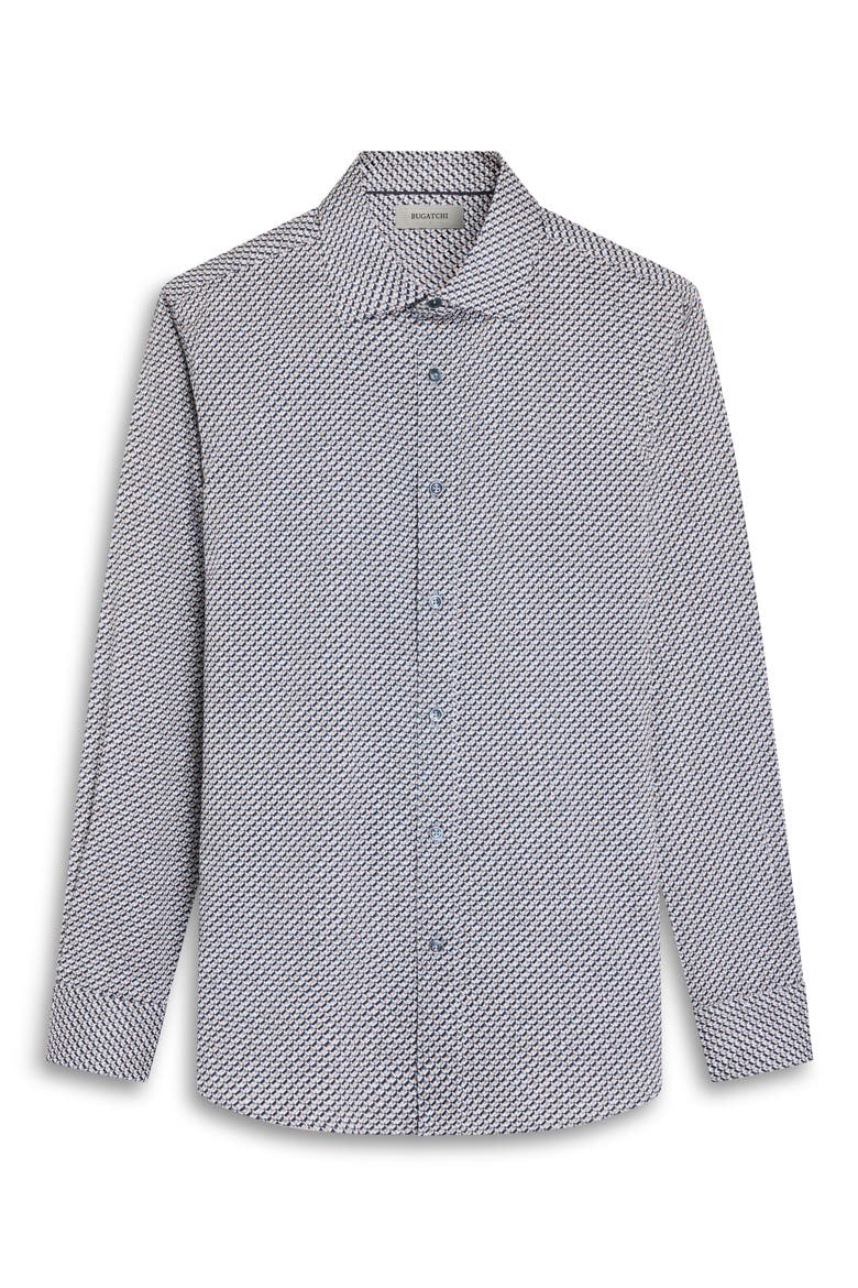 Axel Shaped Printed Long Sleeve Button Up Shirt, Alternate, color, TEAL