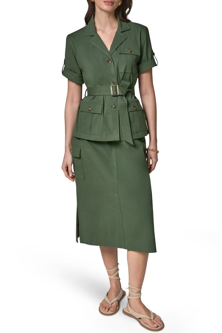 Short Sleeve Belted Jacket, Alternate, color, VERDE