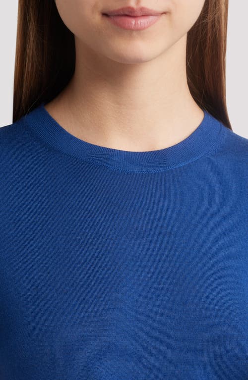 Theory P Regal Short Sleeve Wool Blend Sweater In Sapphire