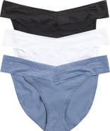 Calvin Klein 3-Pack Lace Trim Stretch Cotton Bikinis