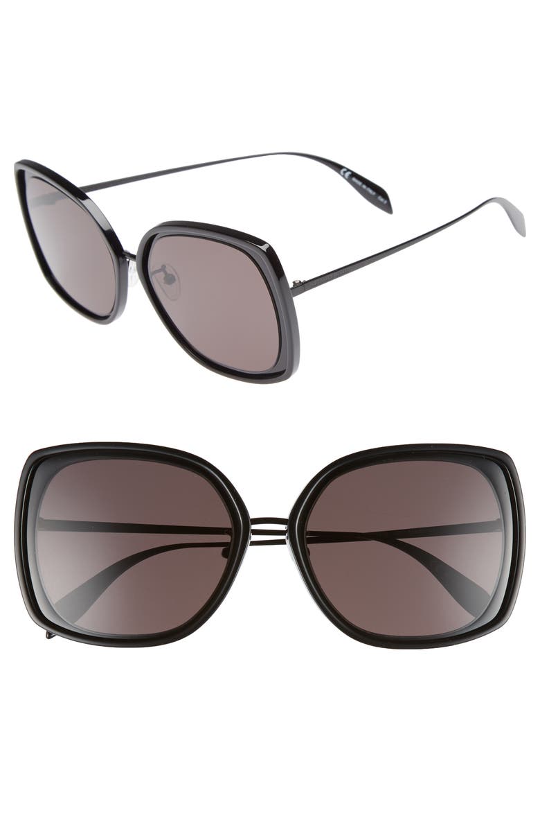 McQueen Alexander McQueen 57mm Square Sunglasses, Main, color, 