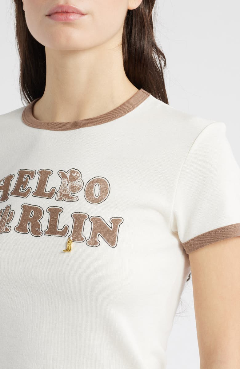 Vinyl Icons Hello Darlin' Ringer Graphic T-Shirt, Alternate, color, Marshmallow