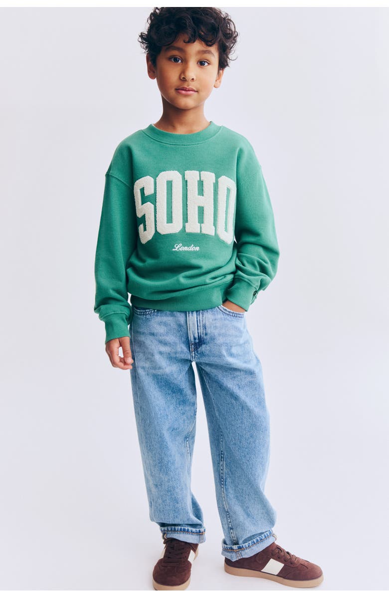 H&M Printed Crew-neck Sweatshirt, Alternate, color, Green/Soho