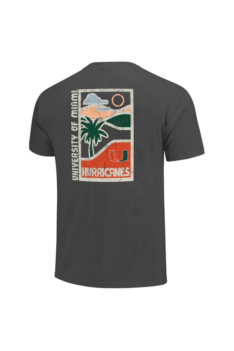 Men's  Graphite Miami Hurricanes Comfort Colors Minimal Vista Distressed Graphics T-Shirt, Alternate, color, Graphite