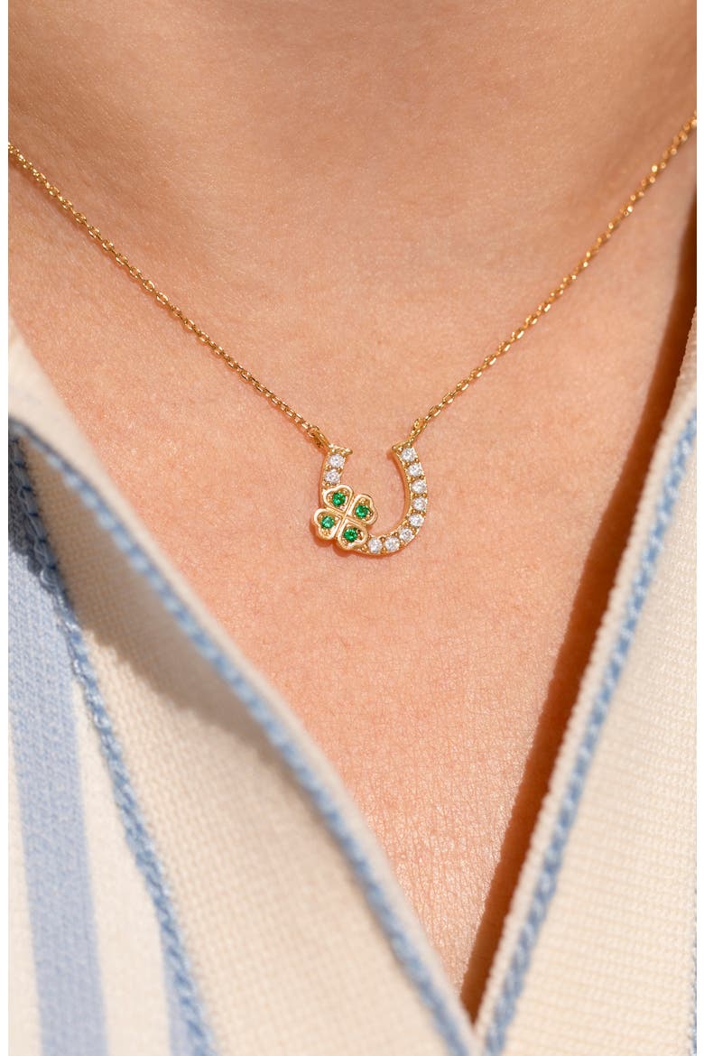 Lucky Charm Horseshoe Pendant Necklace, Alternate, color, GOLD