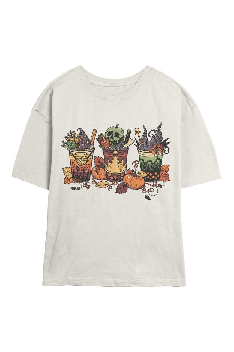 Juniors Disney Pumpkin Fall Drinks T Shirt, Main, color, Egret