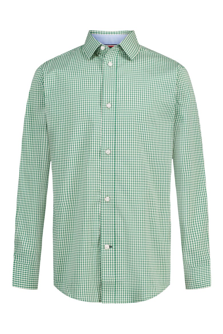 Kids' Stretch Gingham Shirt, Main, color, GREEN