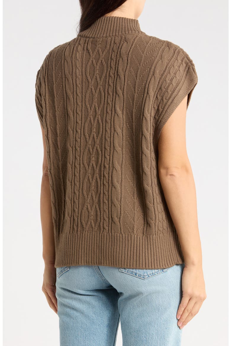 Cable Knit Half Zip Pullover, Alternate, color, CEDAR BROWN BROWN
