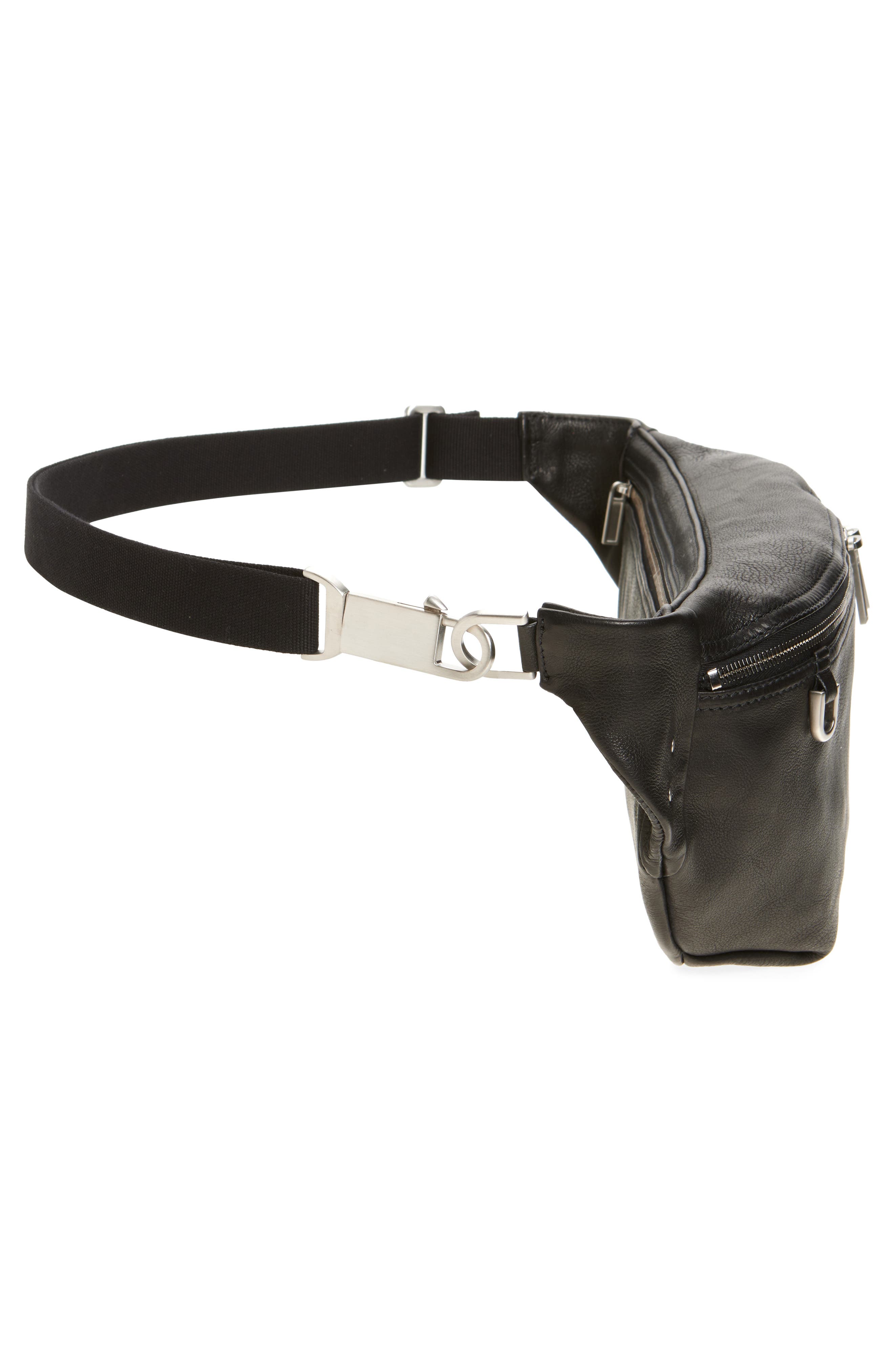 Rick Owens Geo Leather Belt Bag, Alternate, color, Black