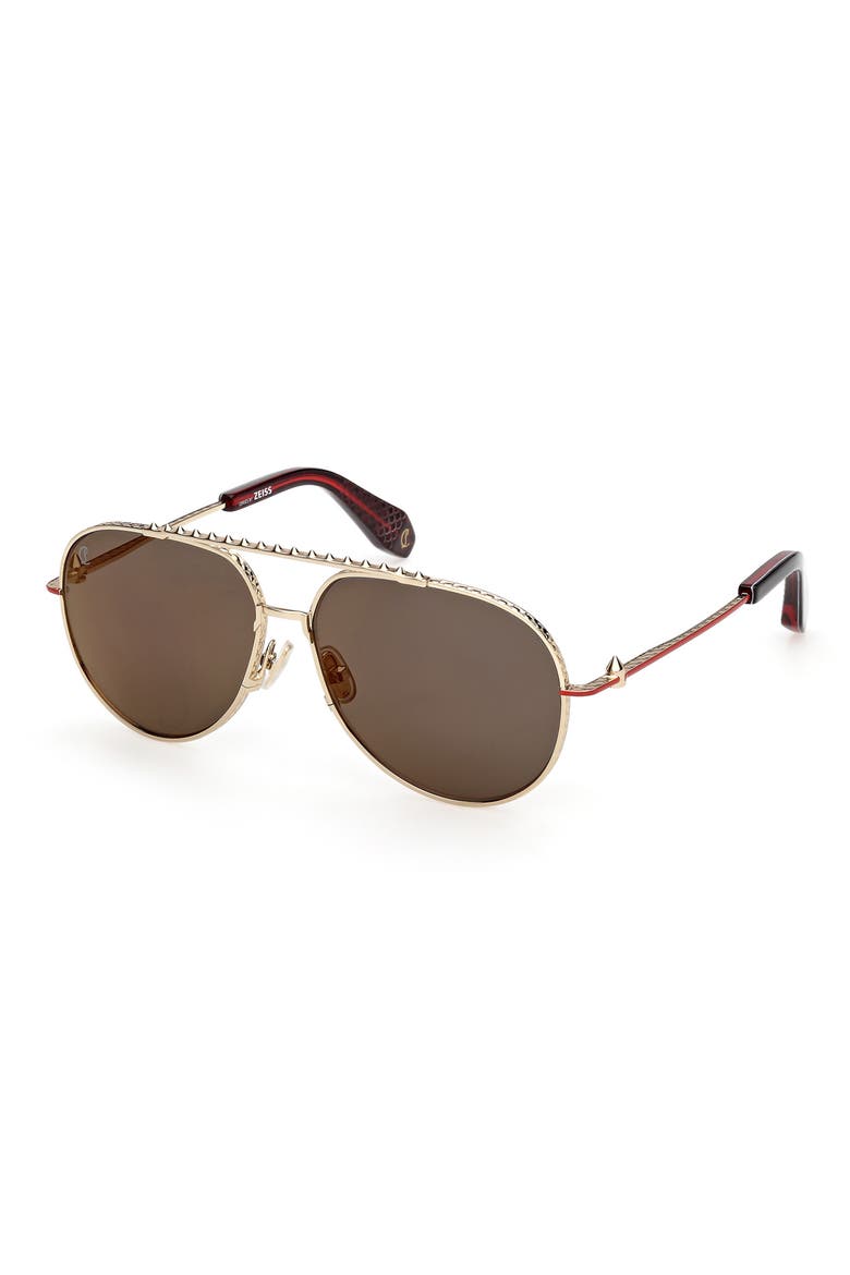 61mm Pilot Sunglasses, Alternate, color, PALE GOLD / ZEISS SMOKE