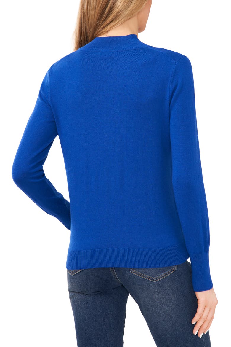 Tie Mock Neck Cotton Blend Sweater, Alternate, color, DEEP ROYAL BLUE