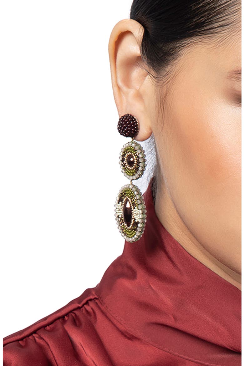 Danya Drop Earrings, Alternate, color, OLIVE