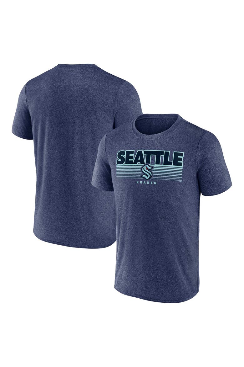 Men's Fanatics Branded Heathered Deep Sea Blue Seattle Kraken Prodigy Performance T-Shirt, Main, color, Heather Navy