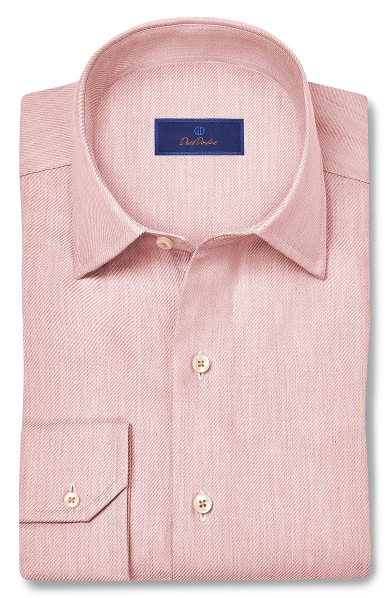David Donahue Cotton & Cashmere Solid Sport Shirt, Main, color, Pink