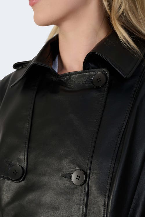 Furniq Uk Soho Leather Trench Coat In Black