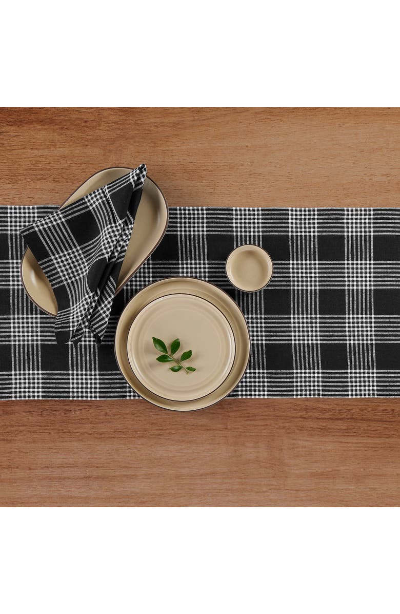 Solino Home Linen Table Runner for Dining Table, Holiday and Everyday Table Decor - Glen Check, Alternate, color, 