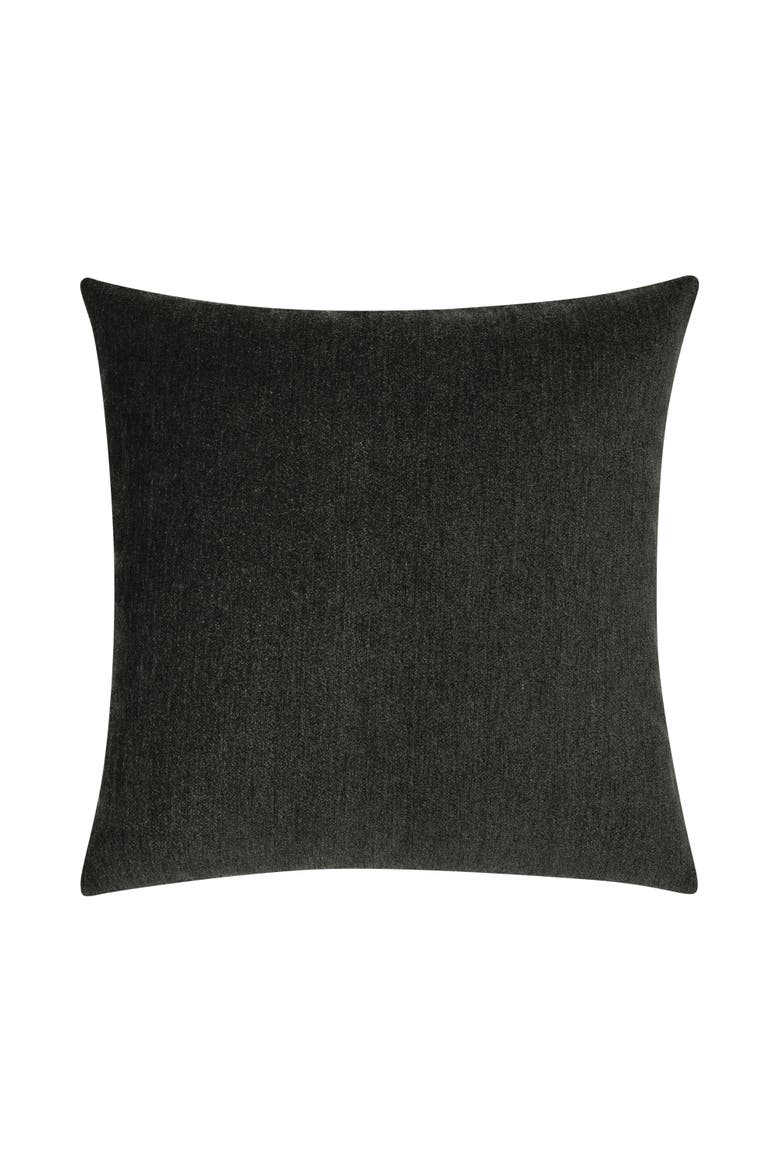 Luxe Velour Plush Chenille Indoor & Outdoor Woven Accent Pillow, Alternate, color, Charcoal