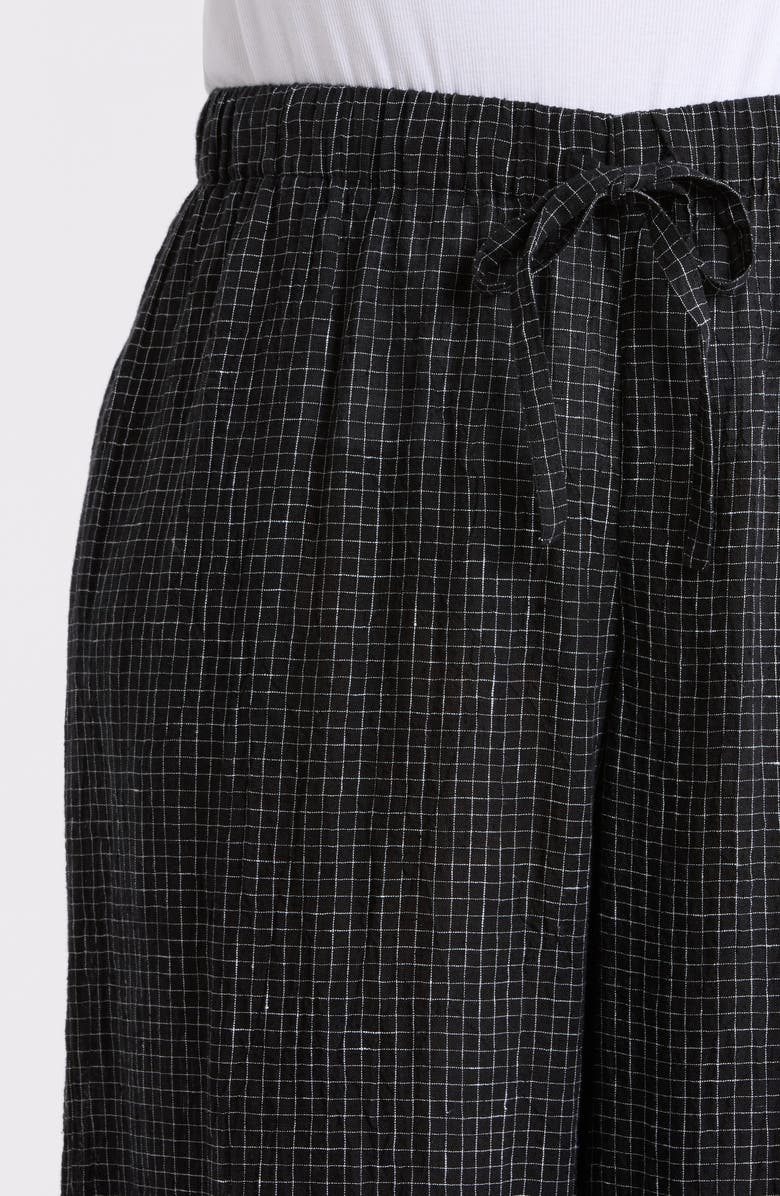 Eileen Fisher Windowpane Check Wide Leg Ankle Pants, Alternate, color, Black White