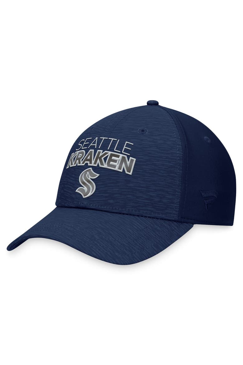 Men's Fanatics Branded Deep Sea Blue Seattle Kraken Authentic Pro Road Stack Logo Flex Hat, Main, color, Navy