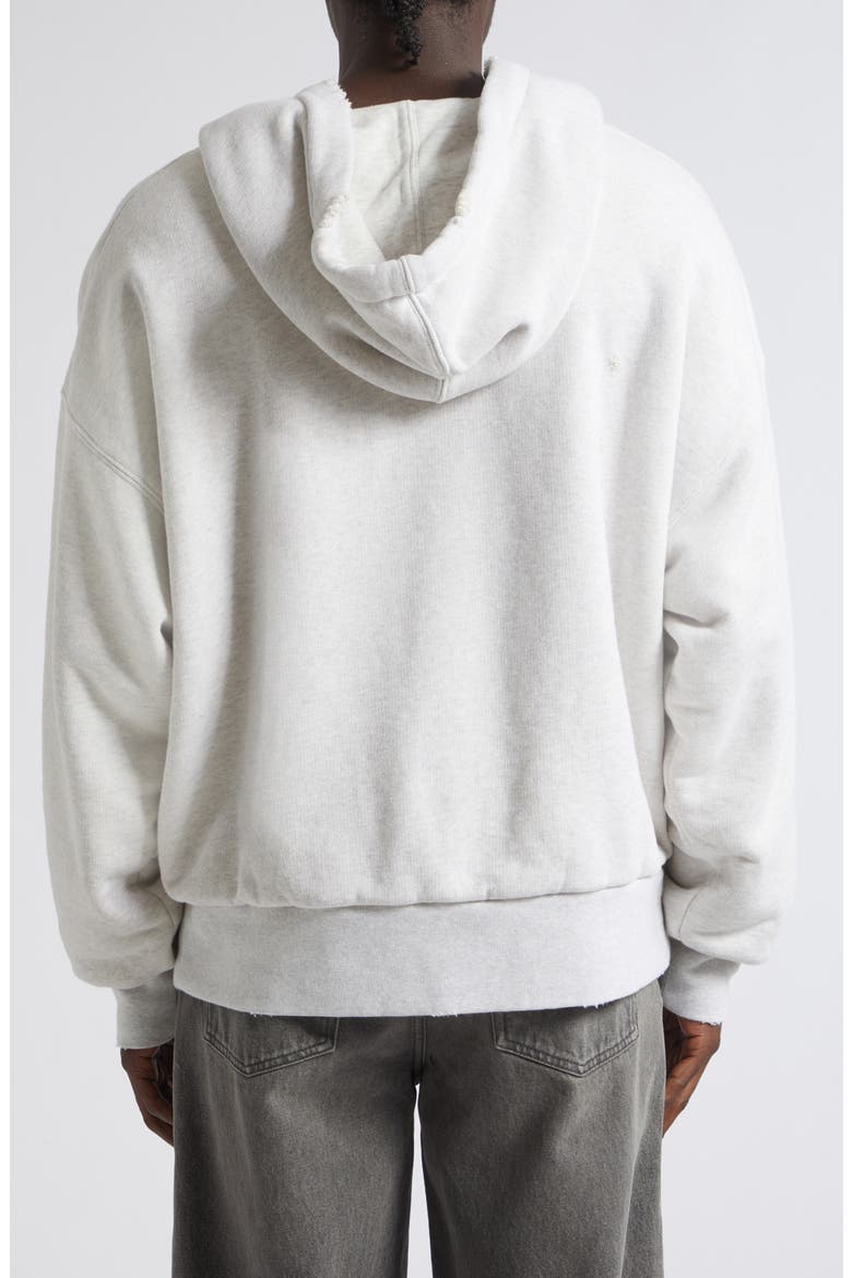 Gender Inclusive Relaxed Fit Distressed Cotton Fleece Hoodie, Alternate, color, VINTAGE GRAY MELANGE