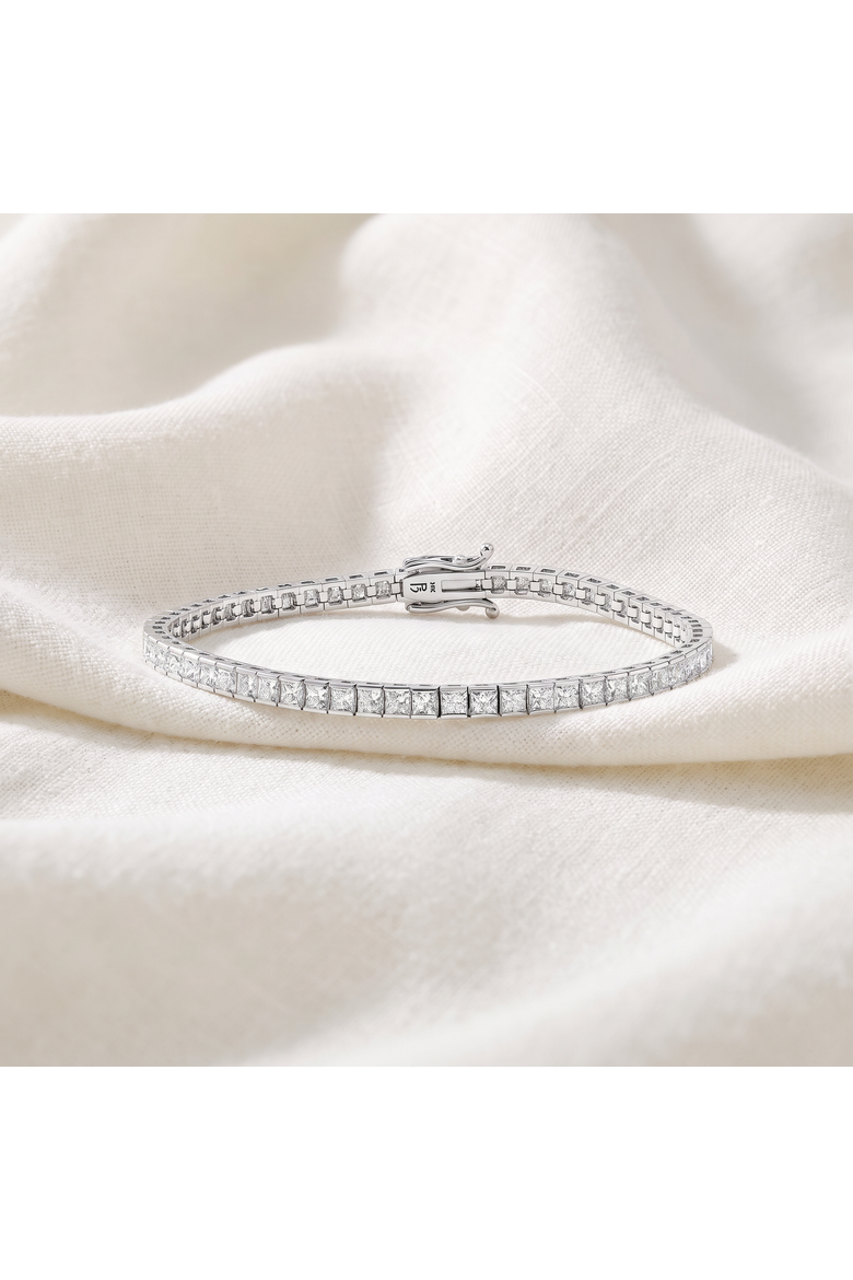 6.80Ct Princess Cut Diamond Channel Set Tennis Bracelet 14k Gold 7" Lab Grown, Alternate, color, 14k Yellow Gold