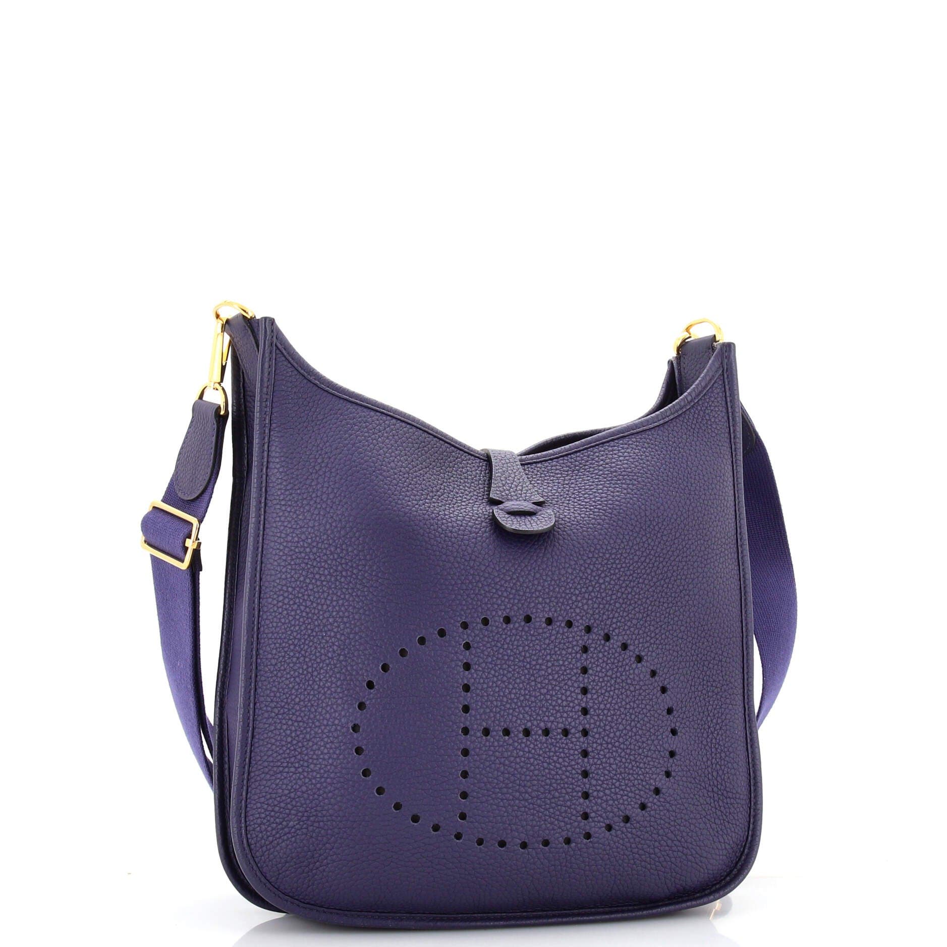 Pre-Owned Hermes Evelyne Bag Gen III Clemence PM, Alternate, color, Bleu Encre