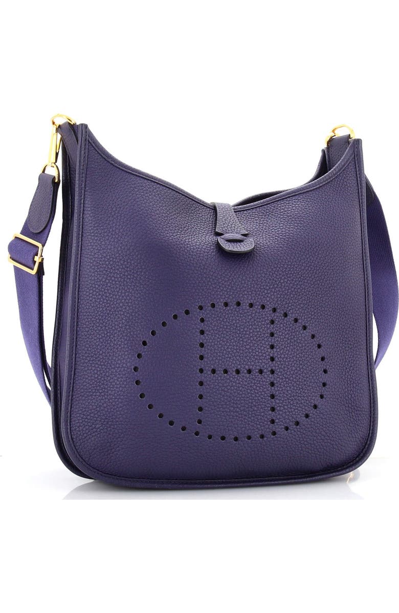 Pre-Owned Hermes Evelyne Bag Gen III Clemence PM, Alternate, color, Bleu Encre