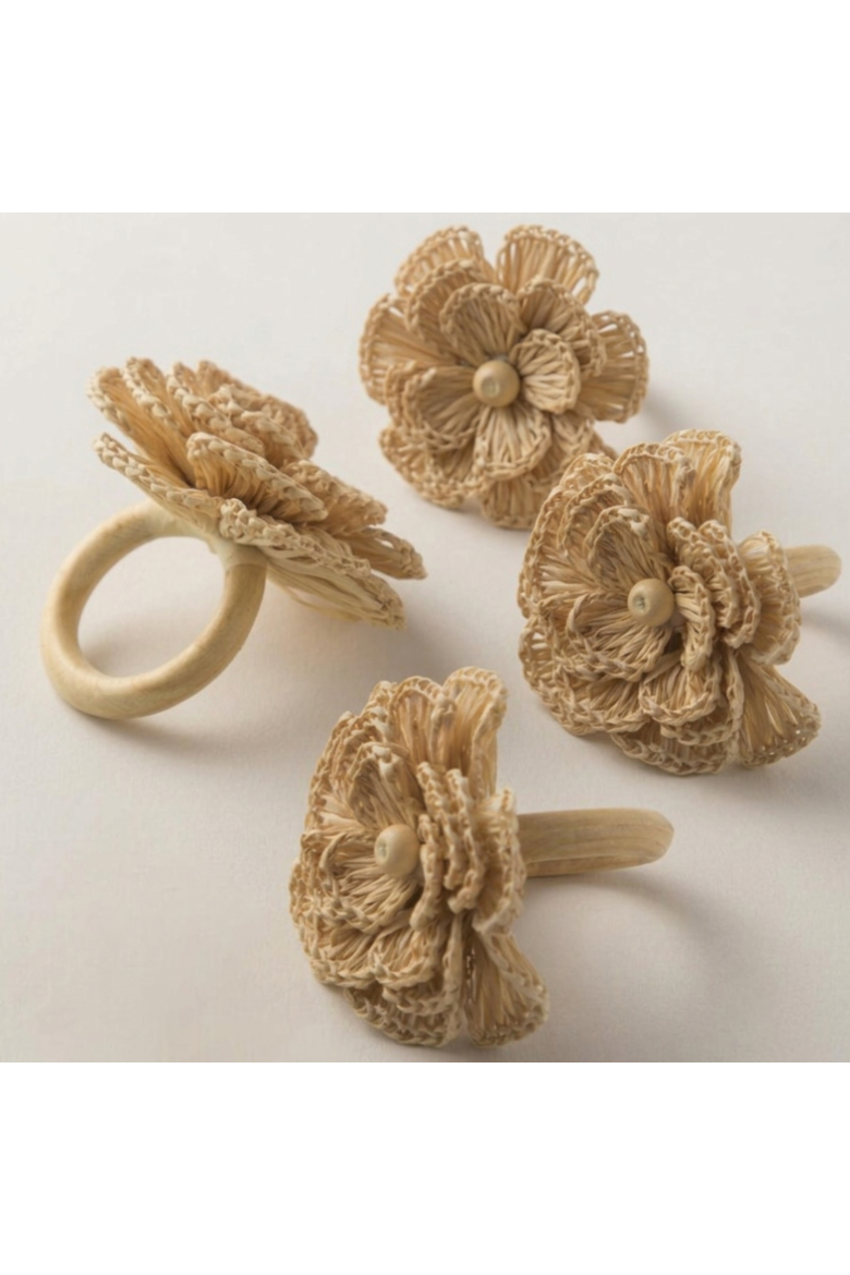 Buriti Flower Napkin Ring - Set of 4, Alternate, color, Natural