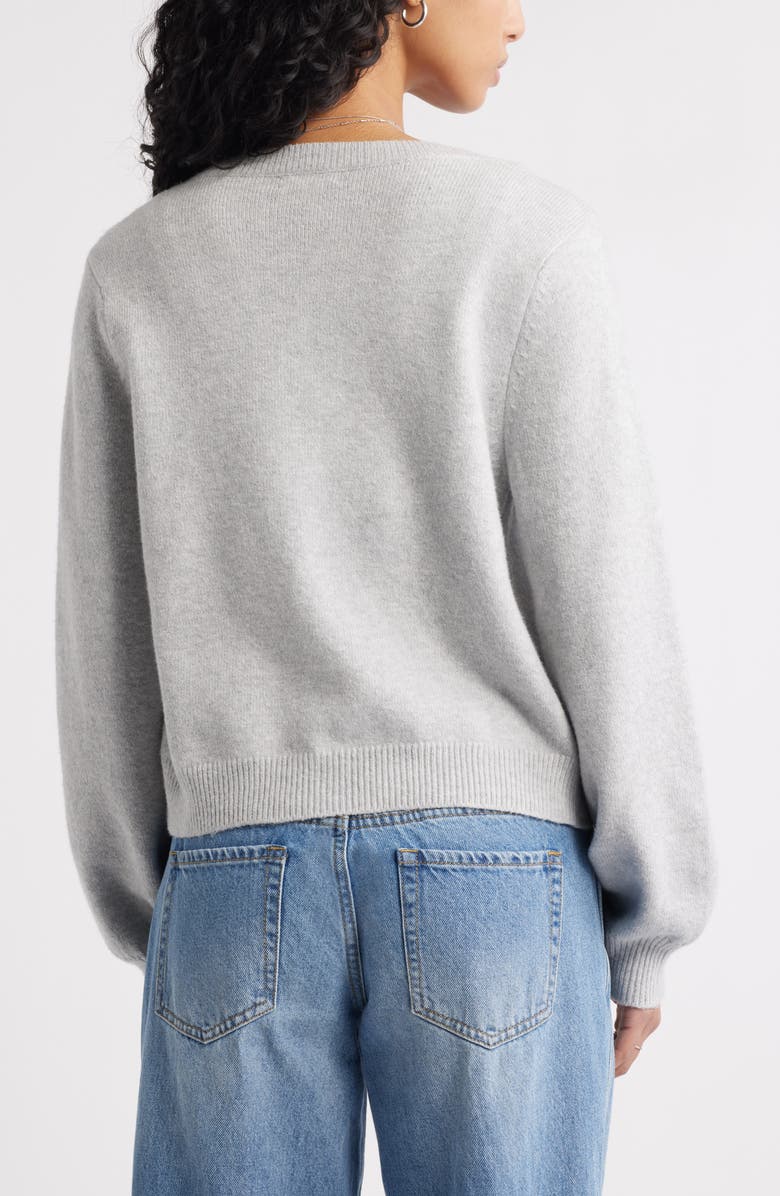 BP. Crewneck Cotton Blend Cardigan, Alternate, color, Grey Soft Heather